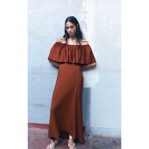 New Zara linen blend dress with ruffles